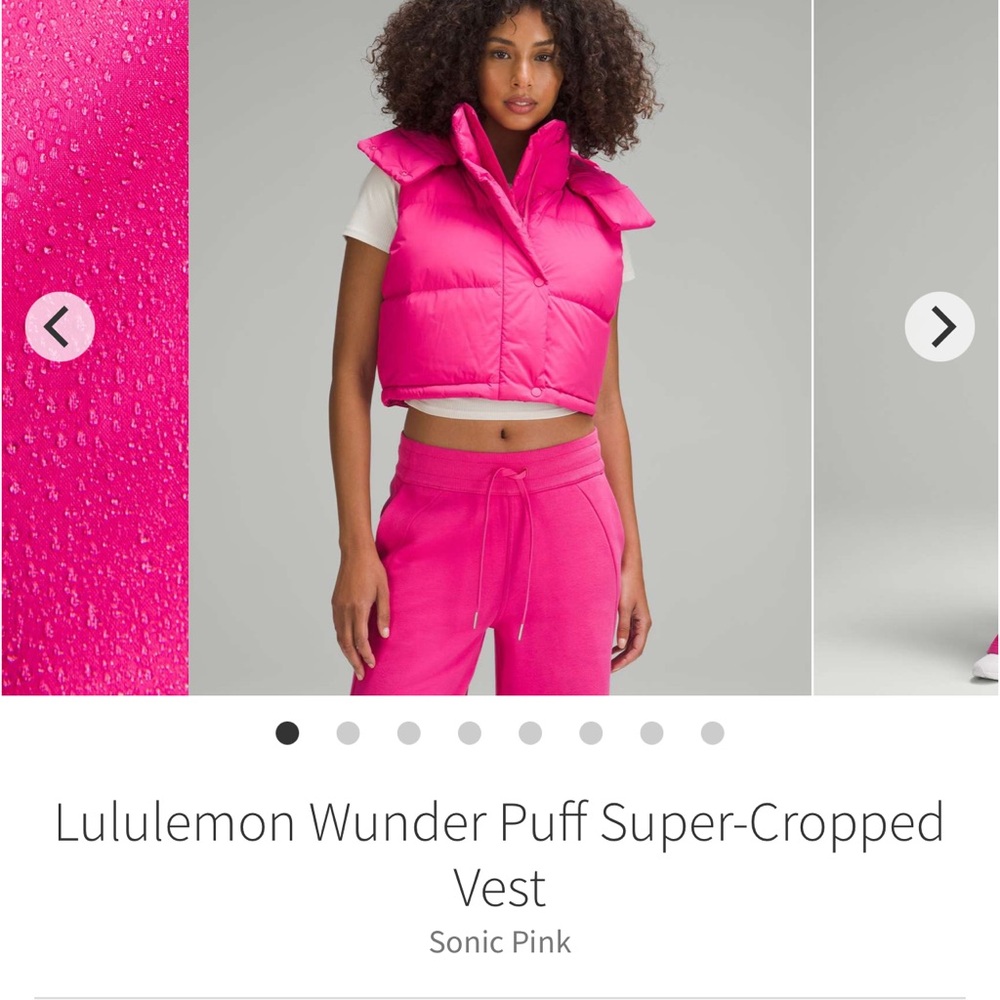 RARE LULULEMON WUNDER PUFF SUPER CROPPED VEST SONIC PINK SZ 2